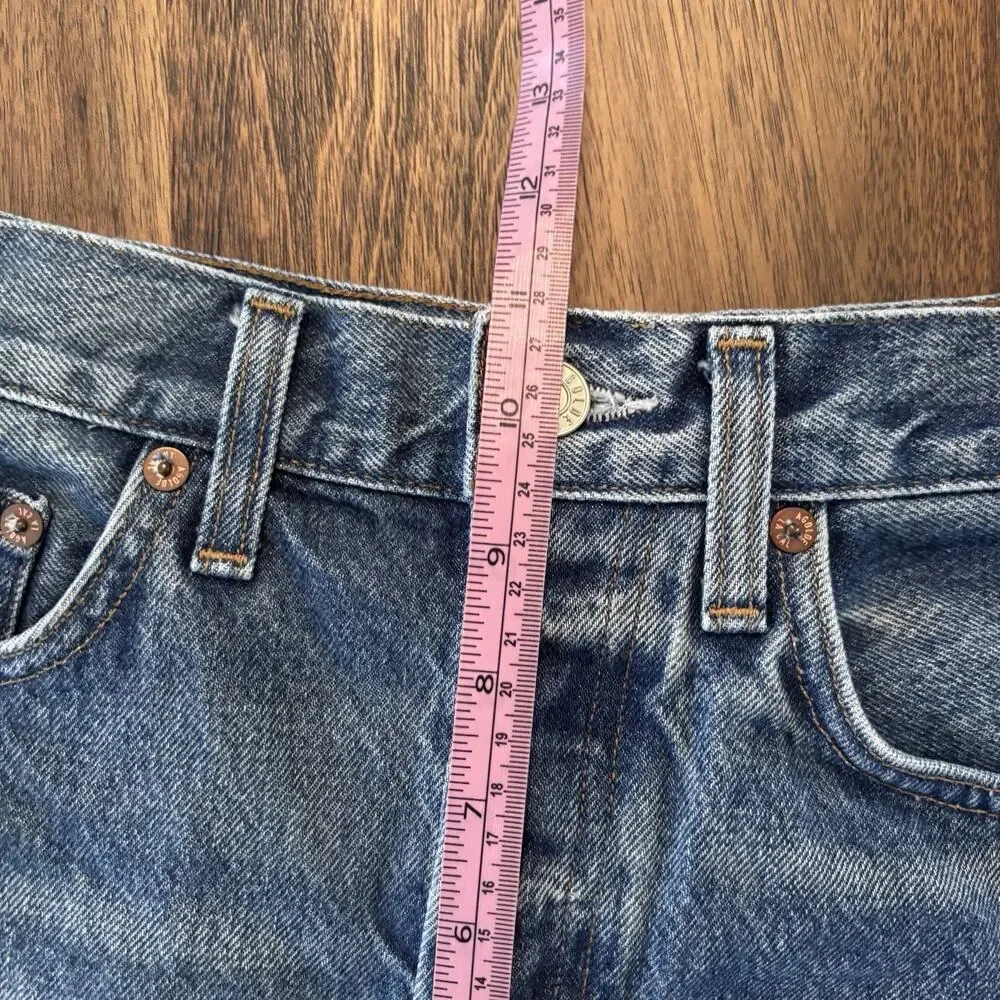 AGOLDE Parker High Waist Distressed Denim Cut Off Shorts Med Wash Blue Size 25